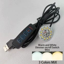 Warm White USB LED Reading Lamp with Dimmer Switch and Power Cable (3 Color Led Black)