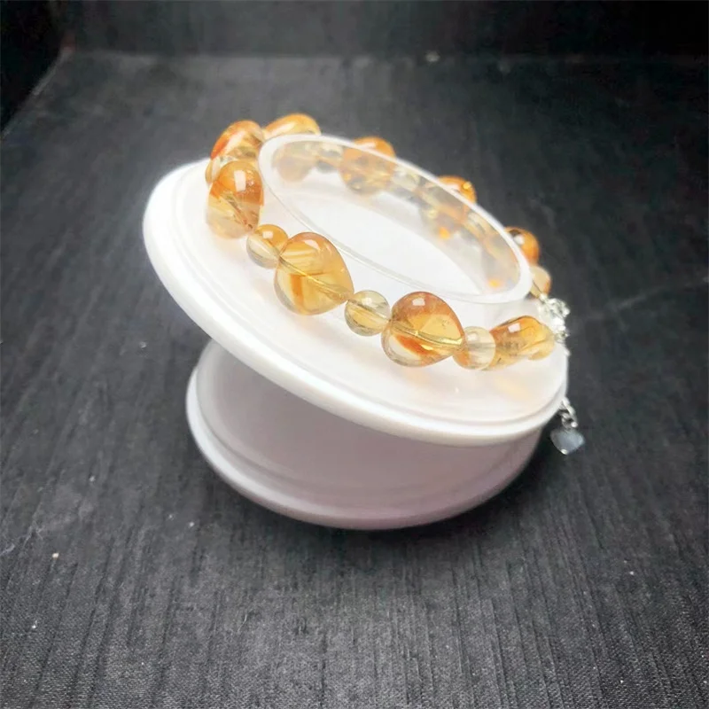 

Natural Citrine Heart Bracelet Crystal Reiki Healing Gemstone Fashion Jewelry Fengshui Healing Gift For Women