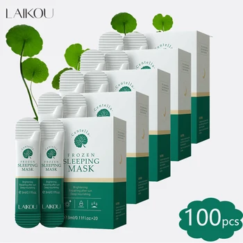 100 개/몫 노 워시 수딩 페이스 마스크 Centella 냉동 슬리핑 마스크 휴대용 수리 페이셜 팩 수축 모공 래핑 마스크