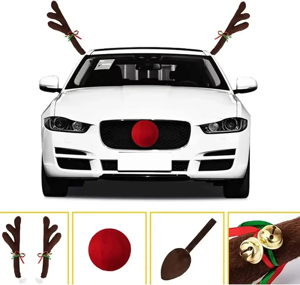 Christmas Car Decoration Deer Horn Antlers and Nose 2