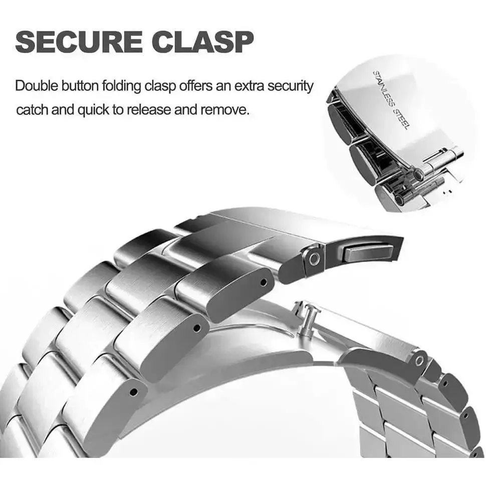 Stainless Steel Watch Strap and Metal Protective Case Set