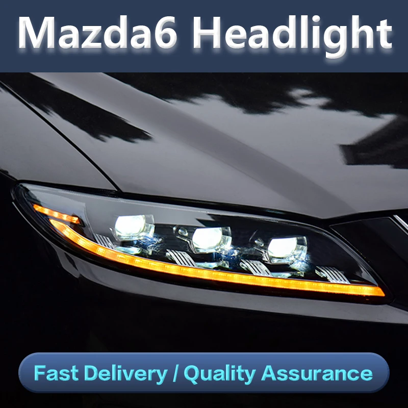 

for Mazda 6 Headlights 2004-2012 Mazda6 All LED Headlight LED DRL Dynamic Signal Angel Eye