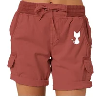 Trending Cute Cat Printed Fashion Women Summer Shorts Outdoor Beach Shorts Bermuda Shorts Stretch Golf Active Shorts High Waist - Image 3