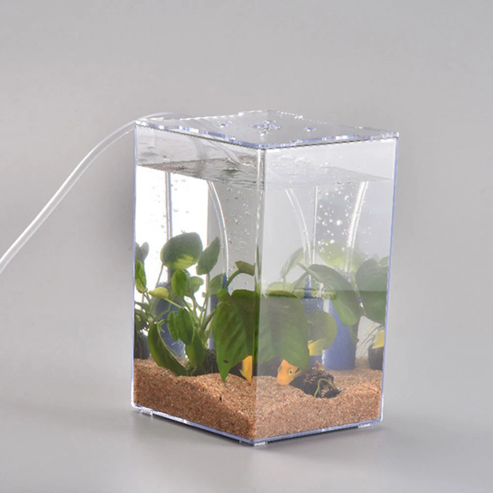 Fish Aquarium Durable Acrylic Betta Fish Tank Mini Aquarium Desktop Container Box Fish Accessory Small Tank Decorative Pet