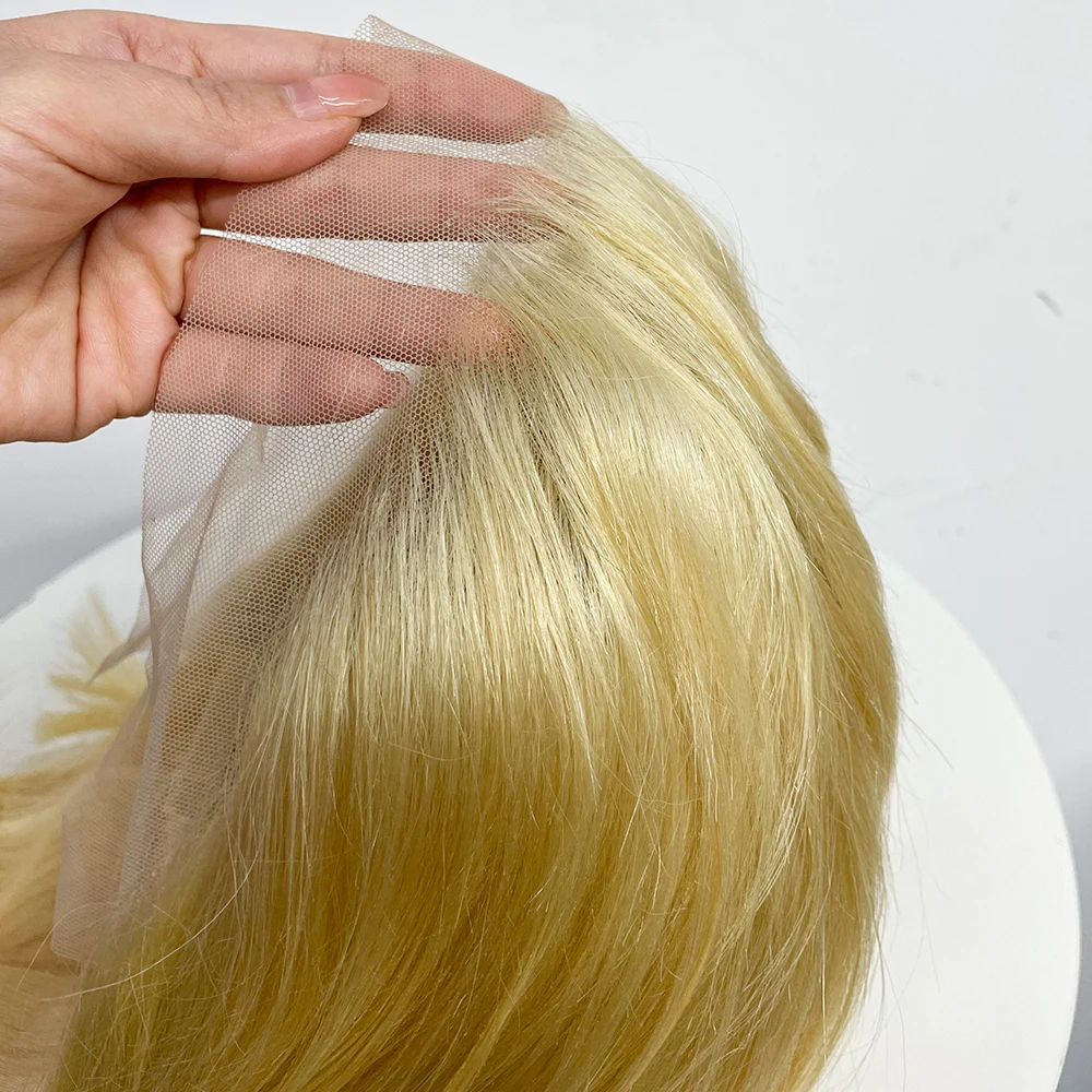 10 inches Blonde Bob Straight Human Hair Wigs 13x4 Lace Frontal 190% Density 613 Color Straight Human Hair Wig For Black Women