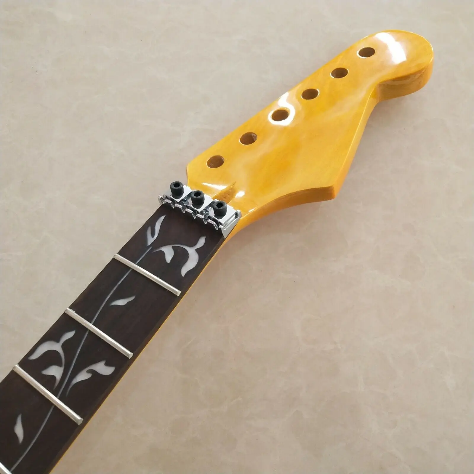 

DIY Guitar neck Yellow Maple 22 fret 25.5" Rosewood fingerboard Vine inlay Gloss