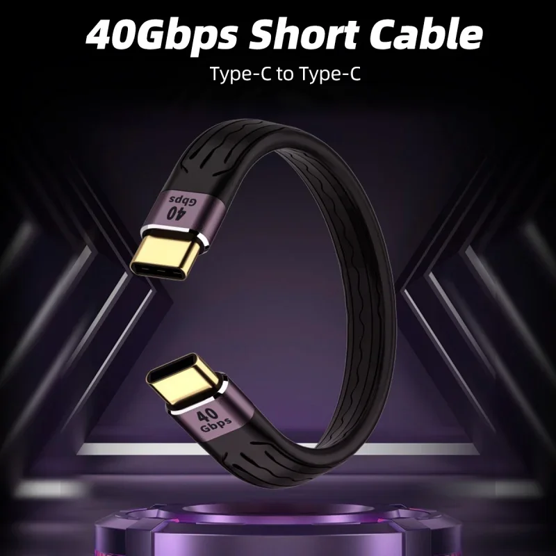 썬더볼트 4 USB4 케이블 타입-C 연장 케이블 남성-남성 40Gbps 10Gbps 20V 100W 고속 충전 U자형 고속