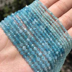 Natural Dark Blue Sapphire Stone Beads - Micro Faceted Round Loose Beads for Jewelry Making, Bracelet Crafting Supplies, 15 - Inch Strand (Blue Chalcedony)