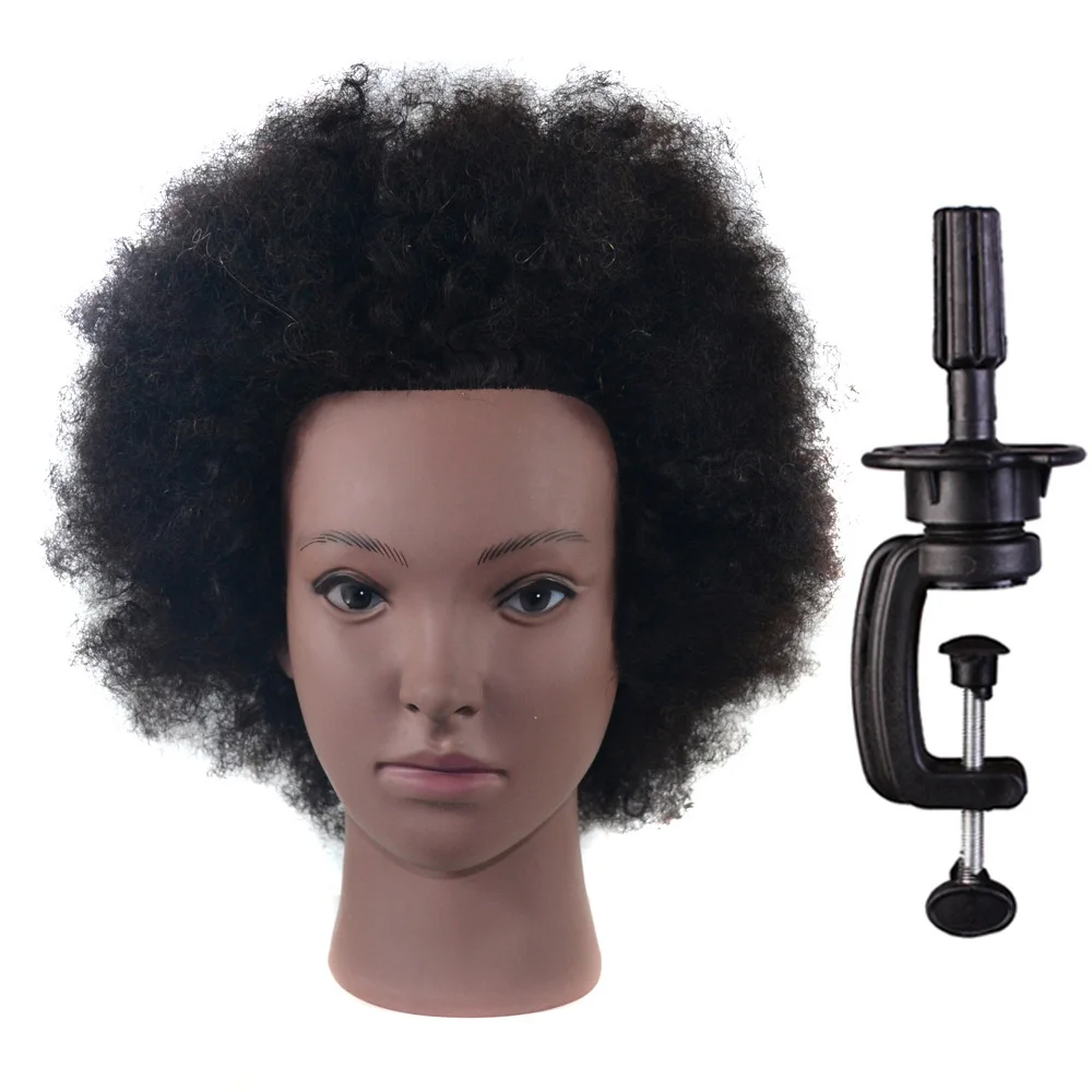 10InchAfroTrainingHeadMannequin100HumanHairStylingHeadDyeing