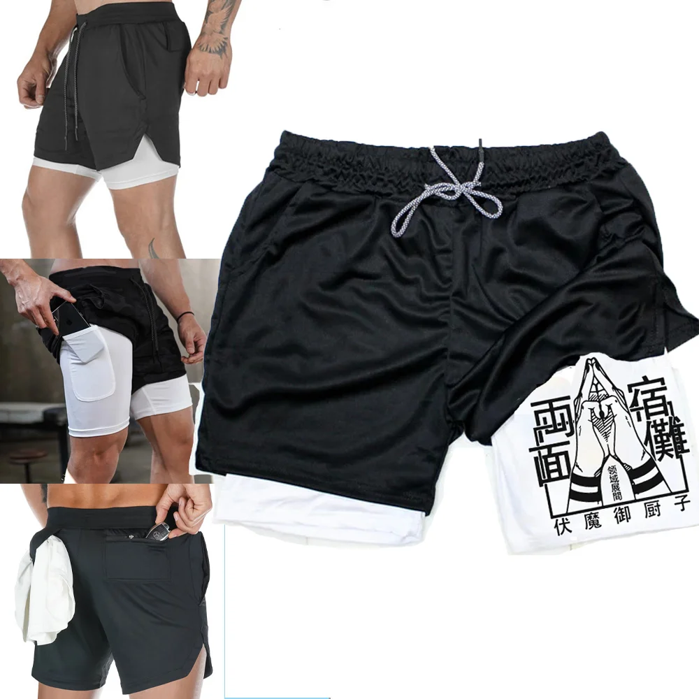 Men Running Shorts Summer Sportswear Short Pant 2 In 1 Training Workout Male Gym Fitness Sport Shorts 3