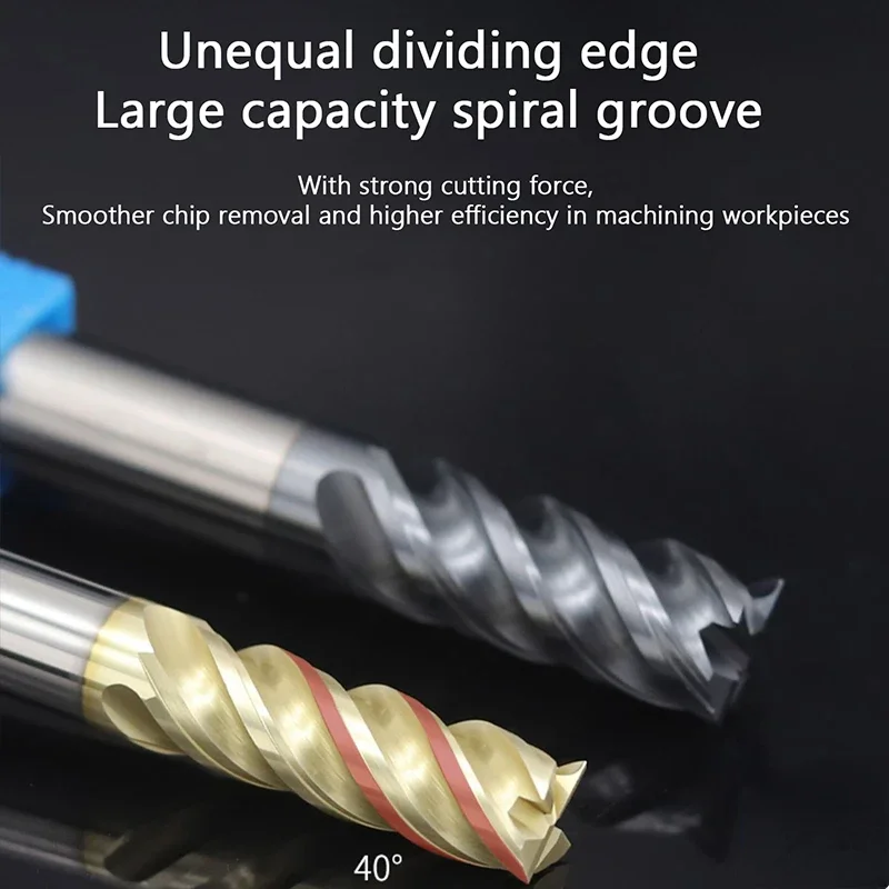 CNC Carbide End Mill HRC65 HRC68 Tungsten Cutter 4 Flute Metal Steel Unequal helix Machining Tool 1 2 34 5 6 7 8 9-20 Router Bit
