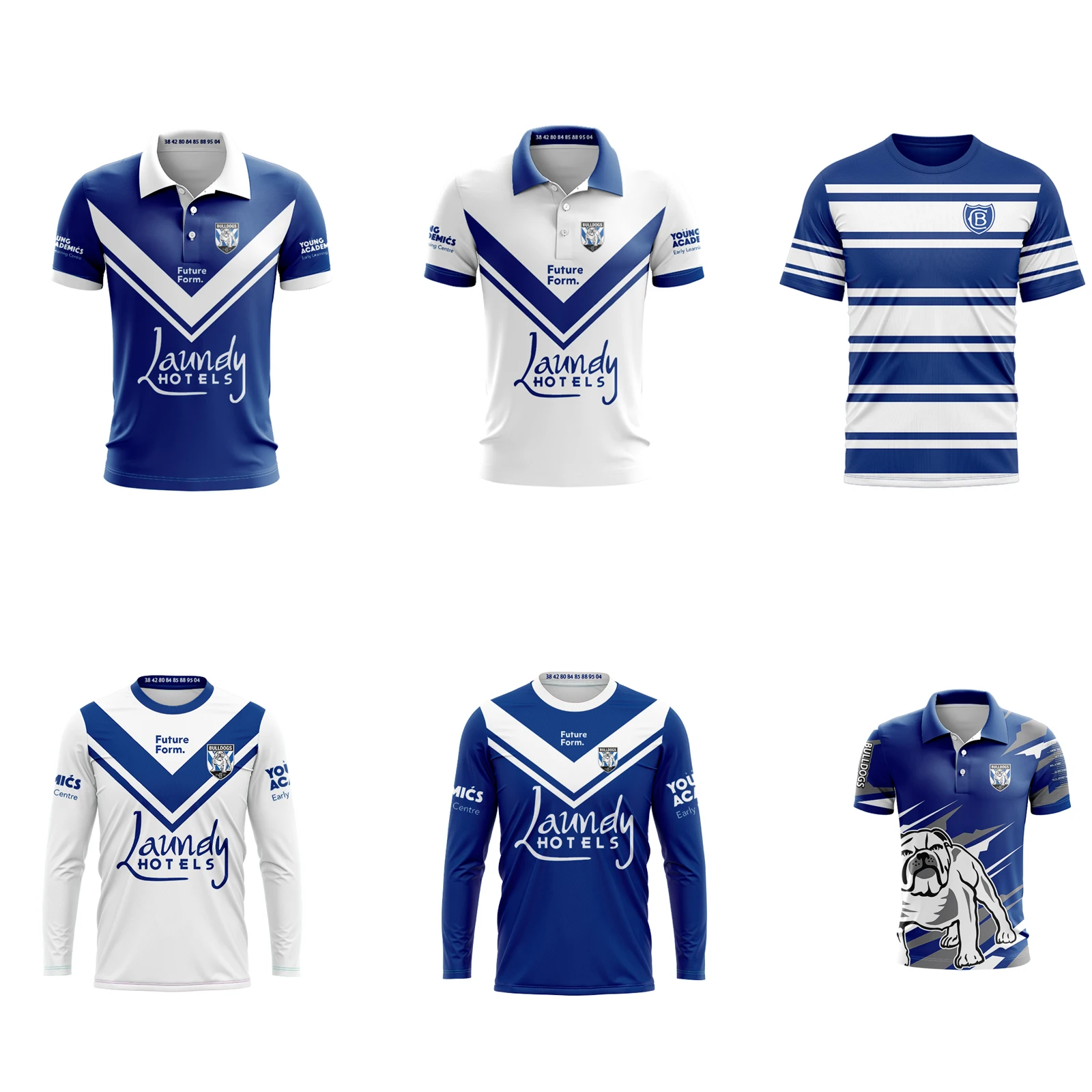 

2024 Bankstown Bulldogs Mens Home/Away Rugby Polo Jersey Shorts Customize