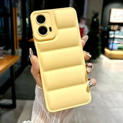 Solid Color Shockproof TPU Silicone Case with Down Jacket Design - MOTO EDGE40 NEO 5G (YELLOW)
