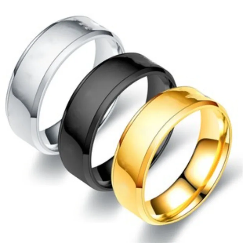 2024 Punk 8mm Stainless Steel Women Men Rings Smooth Surface Finger Rings Wedding Party Versatile Fashion Jewelry Accessories 2