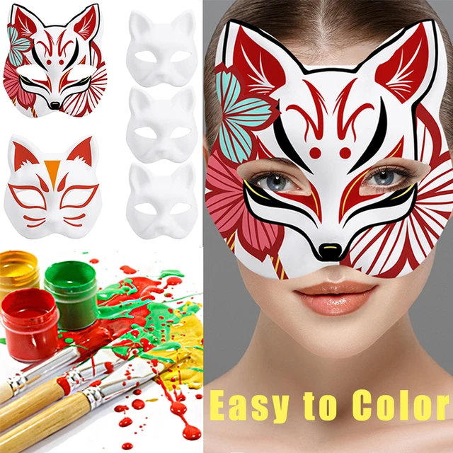 Halloween White Cat Face Mask DIY Hand Painted Blank Masks Kids Kindergarten Special Mask Unusual Self Creation Costume Cosplay