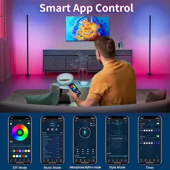 Smart RGB Floor Lamp with Music Sync  Modern Mood Lighting LED Stand Lights for Bedroom Game Room Living Room Decor 3