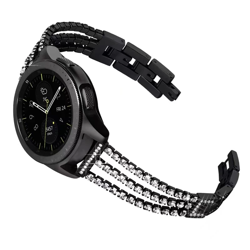20mm 22mm Metal Strap For Samsung Galaxy watch 3/4/5 Active2 Stainless steel inlaid diamond Bracelet Band For Huawei watch 3/GT2