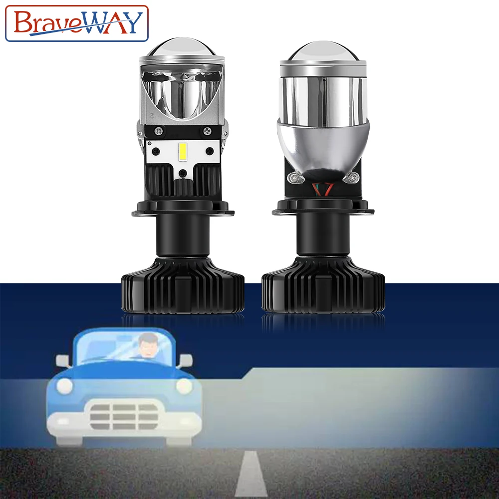 BraveWay H4 светодиодный ные лампы для фар с объективом автомобиля без ошибок Ближний