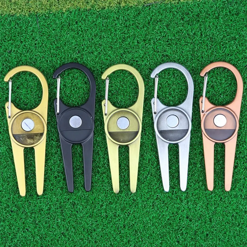 Metal Portable Magnetic Golf Divot Tool Creative Spike Zinc Alloy Golf Accessories Golf Ball Fork Golf Ball Marker Divot Fork