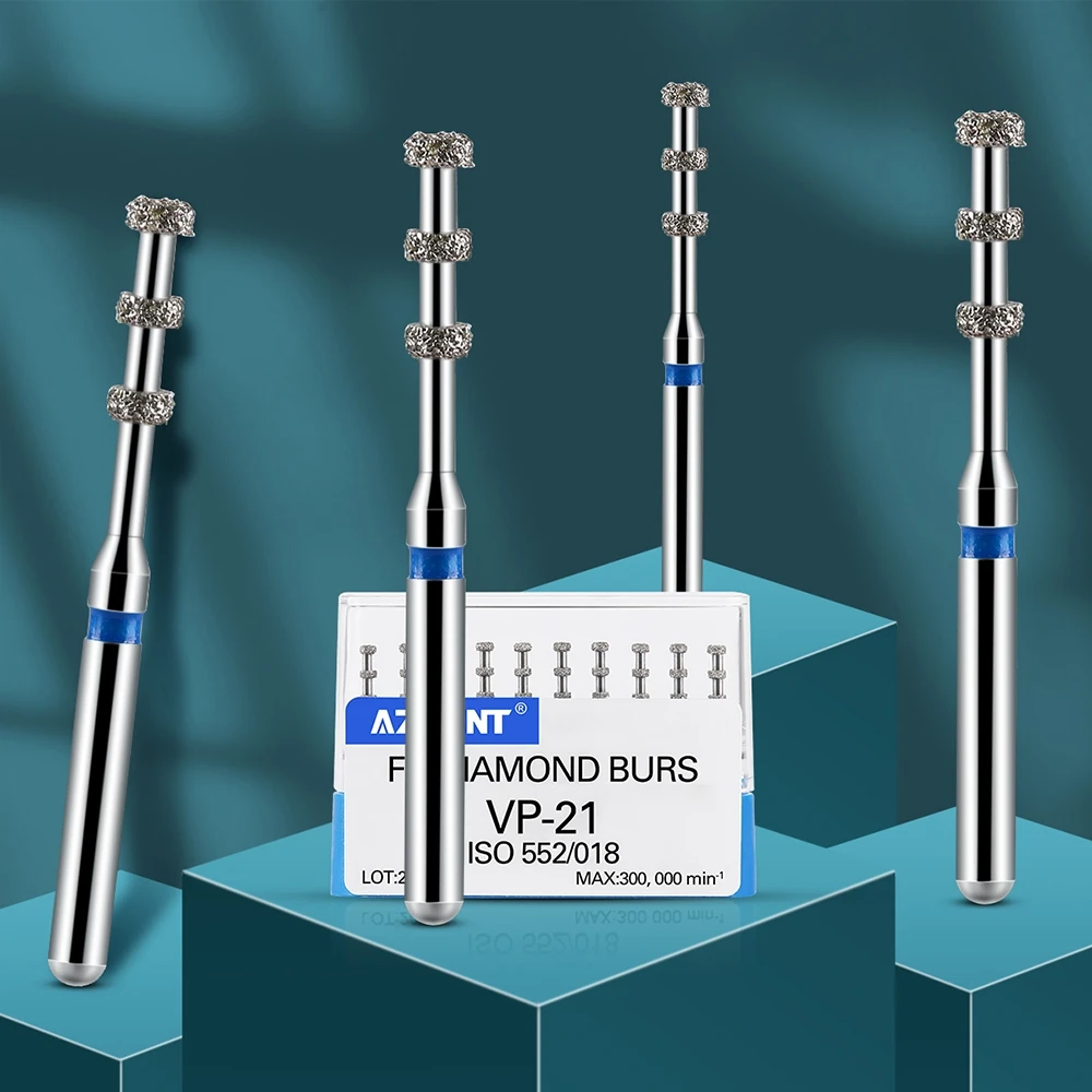 AZDENT Dental FG Diamantbohrer VP-21 Vorbereitungstiefenmarkierung Mittlere Körnung 1,6 mm für Hochgeschwindigkeitshandstück 300.000 U/min Autoklavierbar – Detail 7