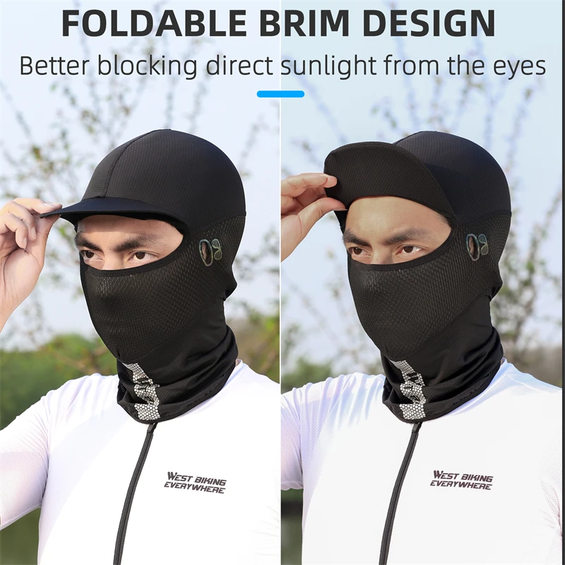 Cycling Caps Masks WEST BIKING Ice Silk Balaclava With Visor Brim