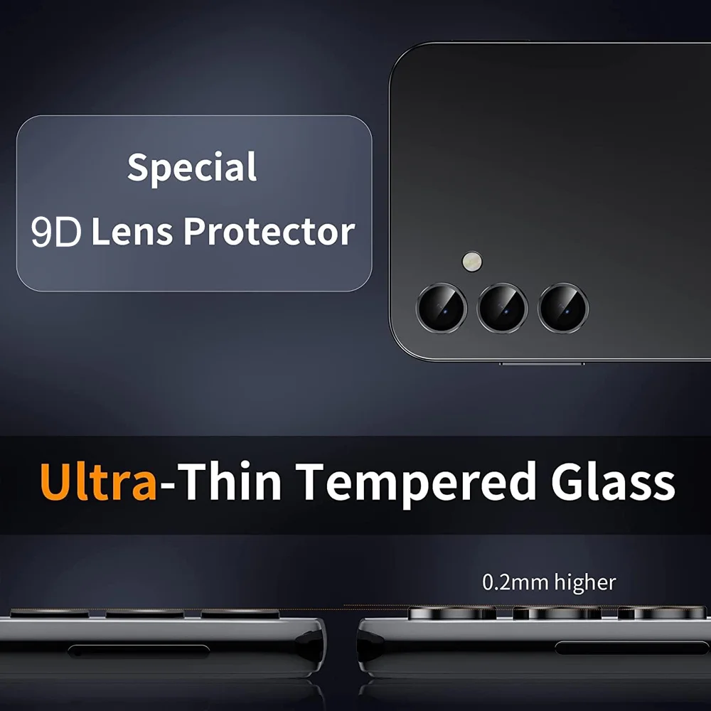Premium 9D Camera Lens Protector with HD Tempered Glass and Aluminum Rings Cover