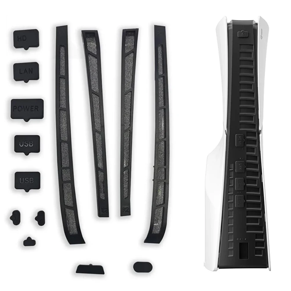 12 in 1 Silicone Anti-dust Cover Dust Protector Port Plugs for PS5 Slim for Playstation 5 Slim Console Accessories Pack