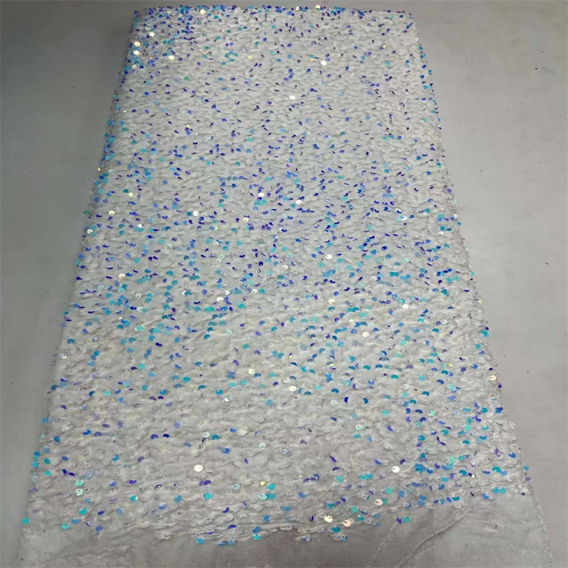 

Nigerian Sequins Lace Fabric 2022 High Quality African Lace French Tulle Sequin Embroidery Lace Fabrics For Party Dress 125