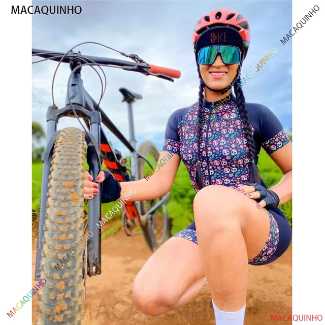Conjunto de maillot de Ciclismo para mujer, traje femenino de manga larga  para triatlón, ropa de bicicleta, Macaquinho - AliExpress