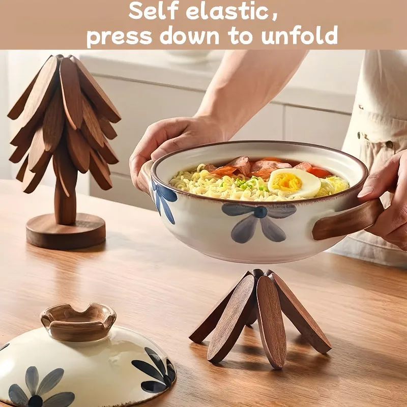Tree Design Bamboo Trivet and Heat-Resistant Decorative Wooden Table Mat
