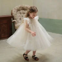 HoneyCherry Girls Handmade Splicing Fluffy Gauze Princess Dress Summer New Foreign Dresses Party Dress for Kids Girl 4