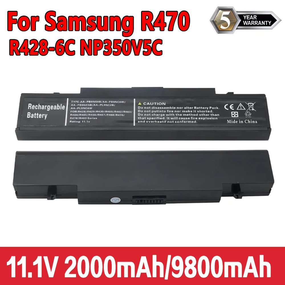Batteria Del Computer Portatile Per Samsung Aa-Pb9Nc6B Aa-Pb9Ns6B Aa-Pb9Nc6W Aa-Pl9Nc6W R428 R429 R468 Np300 Np350 Rv410 Rv509 R530 R580