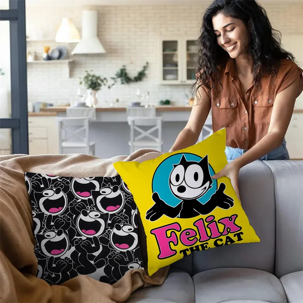 F-Felix The Cat Exquisite Pillow Covers Cartoon Sofa Decorative Home Double-sided Printing Short Plush Cute Cushion Cover 4