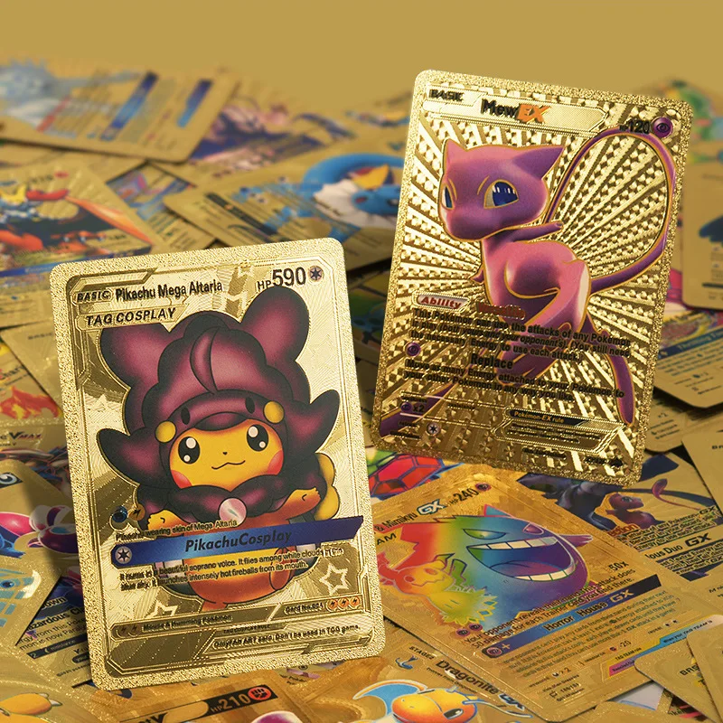 

110pcs Pokemon English Gold Card Box VAMX GX Pikachu Mewtwo Charizard Rare Collection Battle Trainer Trading card Birthday gits