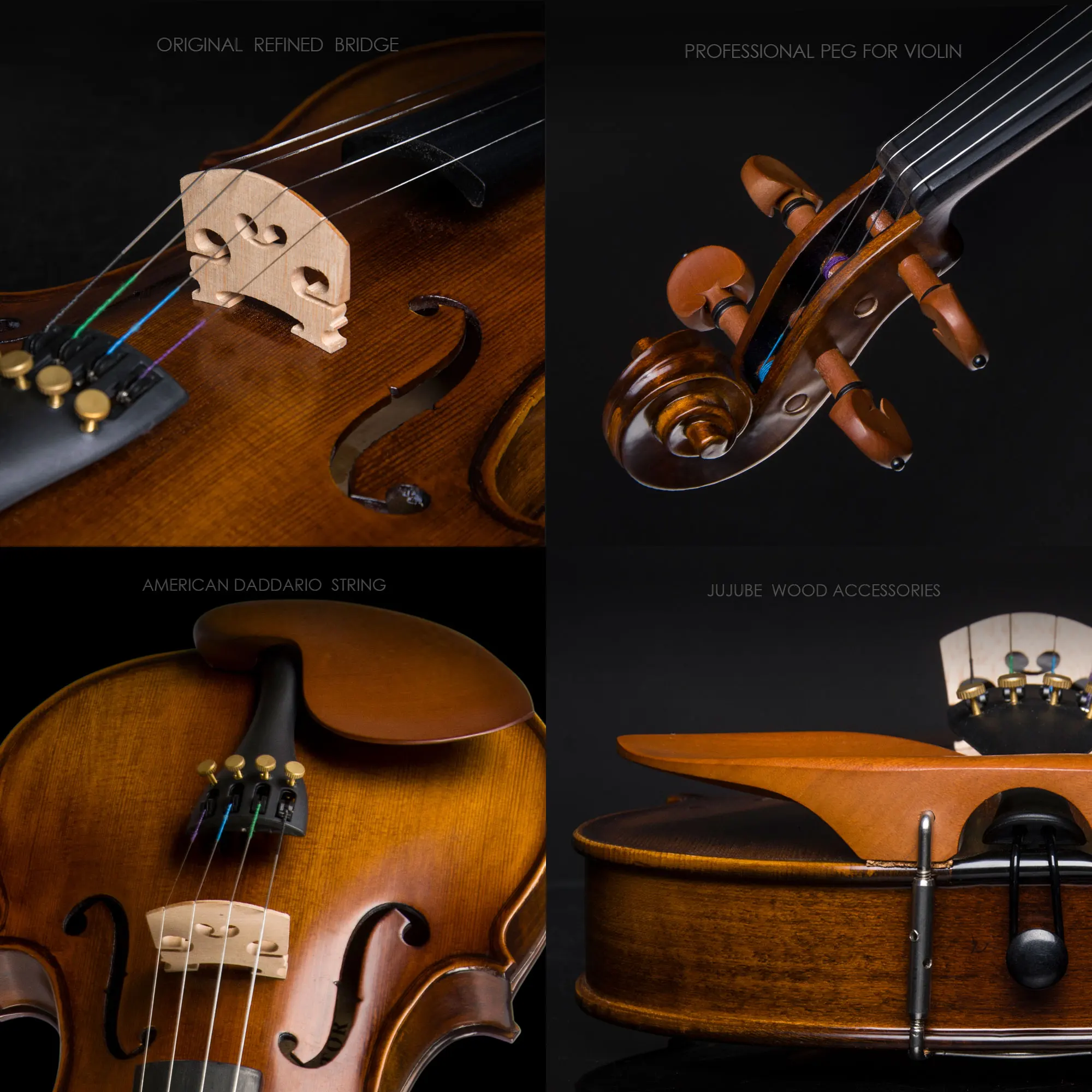 Christina Violin Model V04 for Beginner Available in 4/4-1/8 Sizes Solid Spruce Maple with Canvas Case