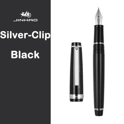 Elegant Silver Clip Luxury Fountain Pen with Extra Fine Nib - Premium Writing Instrument for Office & School Supplies (S - Black)