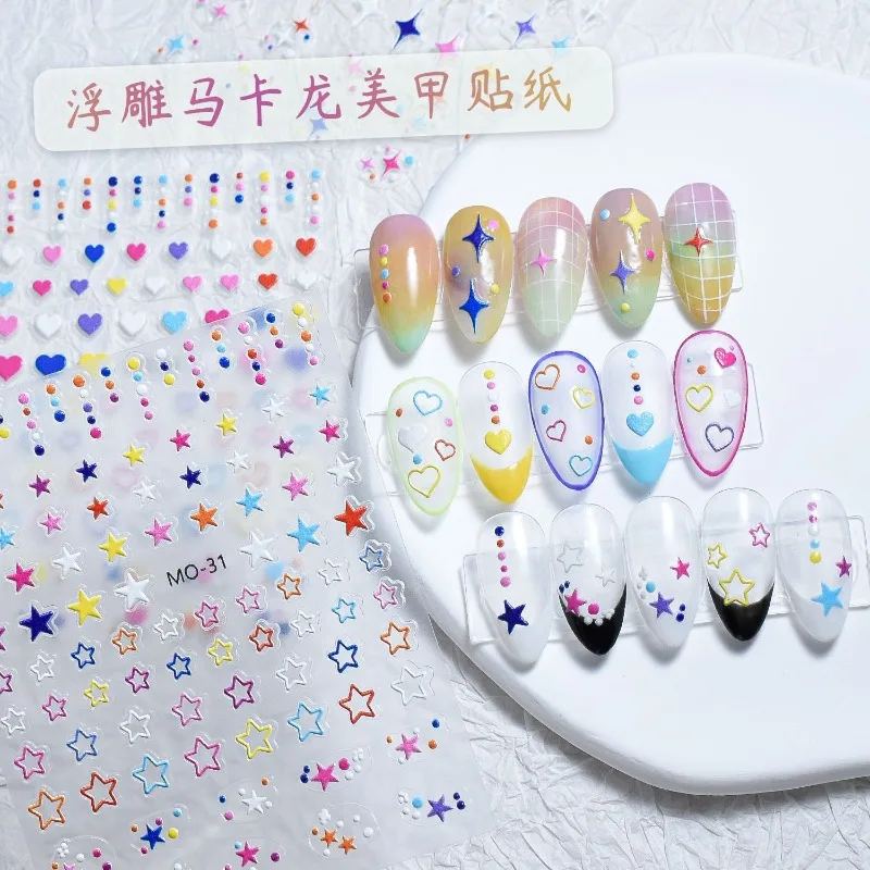 5D Embossed Crystal Moon and stars Nail Stickers Simple DIY Art Manicure Decals For Nail Tips Beauty
