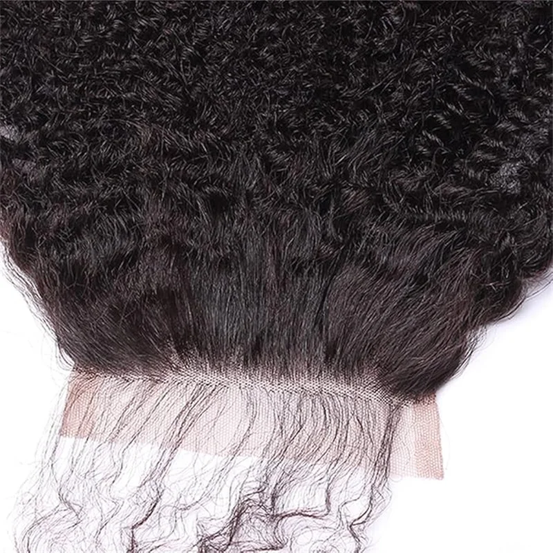 Afro Kinky Curly Lace Closure Human Hair 4x4 Lace Closure Free Part Transparent Baby Hair Brazilian Remy Extension