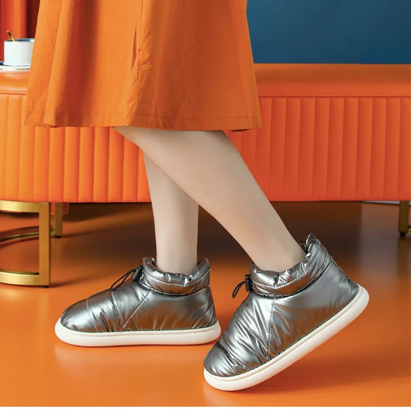 24 New Women Warm Plush Ankle Boots Elastic Waterproof Platform Shoes Ladies Indoor Fur Wedge Footwear Botas Female Winter Boots