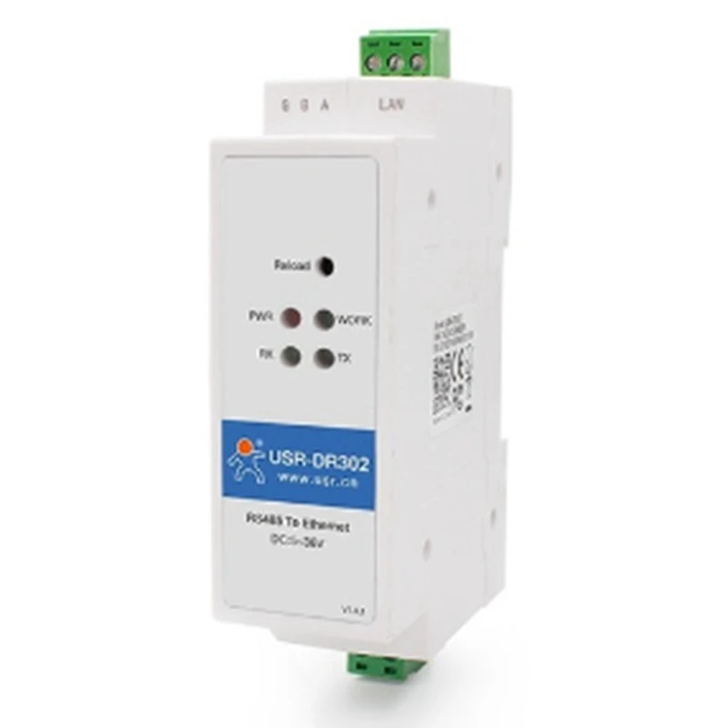 

2X USR-DR302 Din Rail Serial RS485 To Ethernet TCP IP Server Module Ethernet Converter Modbus RTU To Modbus TCP Unit