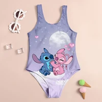 One-Piece Cute Stitch Girls Sleeveless Swimsuit Set - Good Stretch And Comfortable For Summer Beach Swimwear Set 2