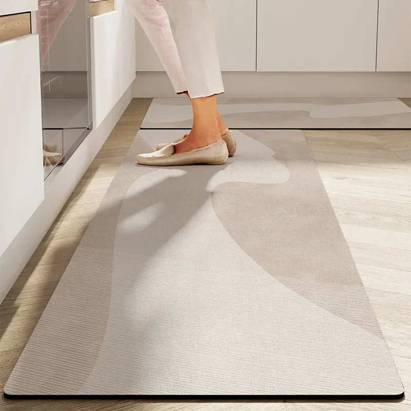 Kitchen Carpet Water-absorbent Anti-slip Floor Mat Diatom Mud Oil Absorption Foot Mats Minimalist Stripe Home Decoration Rug 2