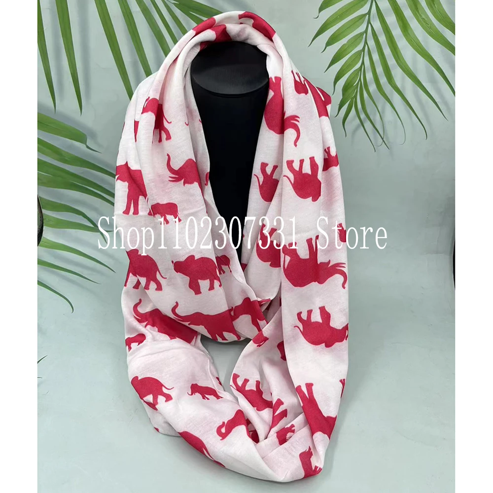 Red elephant infinity white scarf