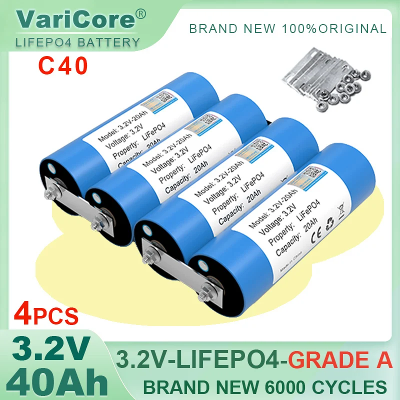 4 Pz 3.2V 20Ah Pacco Batteria Lifepo4 C40 Cella Al Fosfato Per 4S 12V 24V Moto Auto Motore Batterie Modifica Grado A