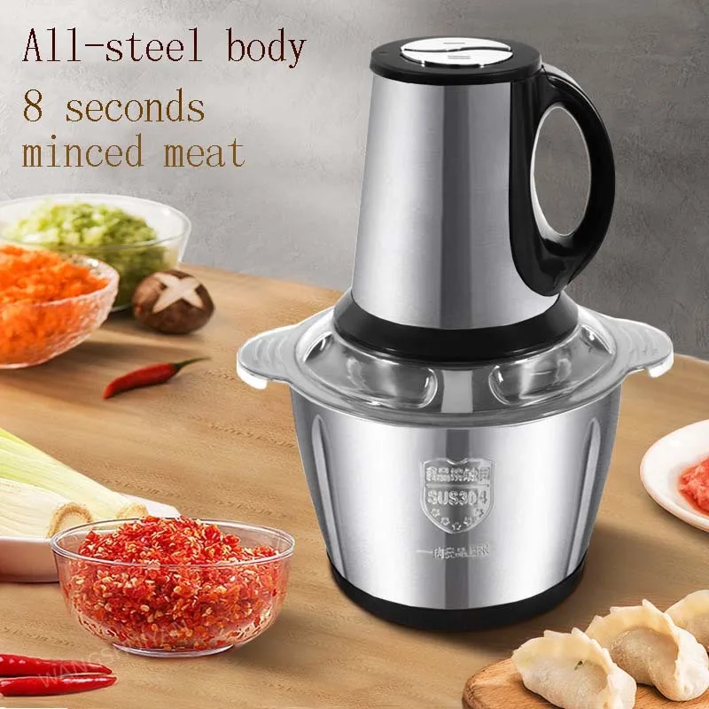 

2L/3L Electric Meat Grinder Kitchen Chopper Stainless Steel Mincer Food Processor Garlic Crusher Slicer Meat Cutter