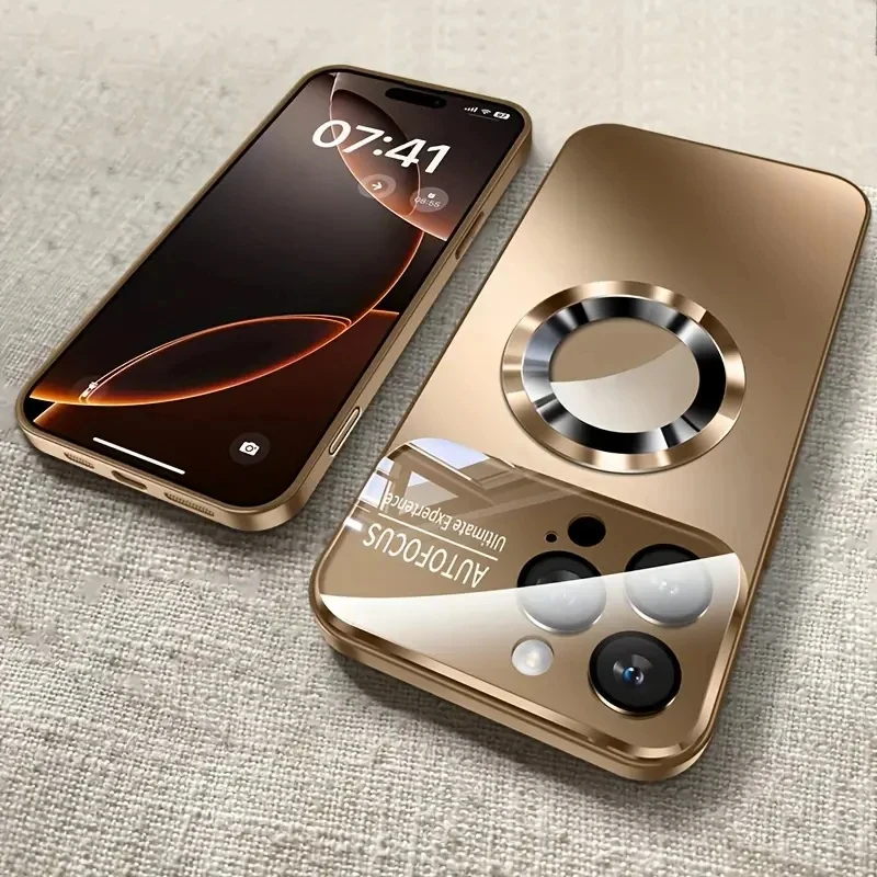 Sleek Titanium Magnetic Phone Case with Matte Finish and Wireless Charging Protection