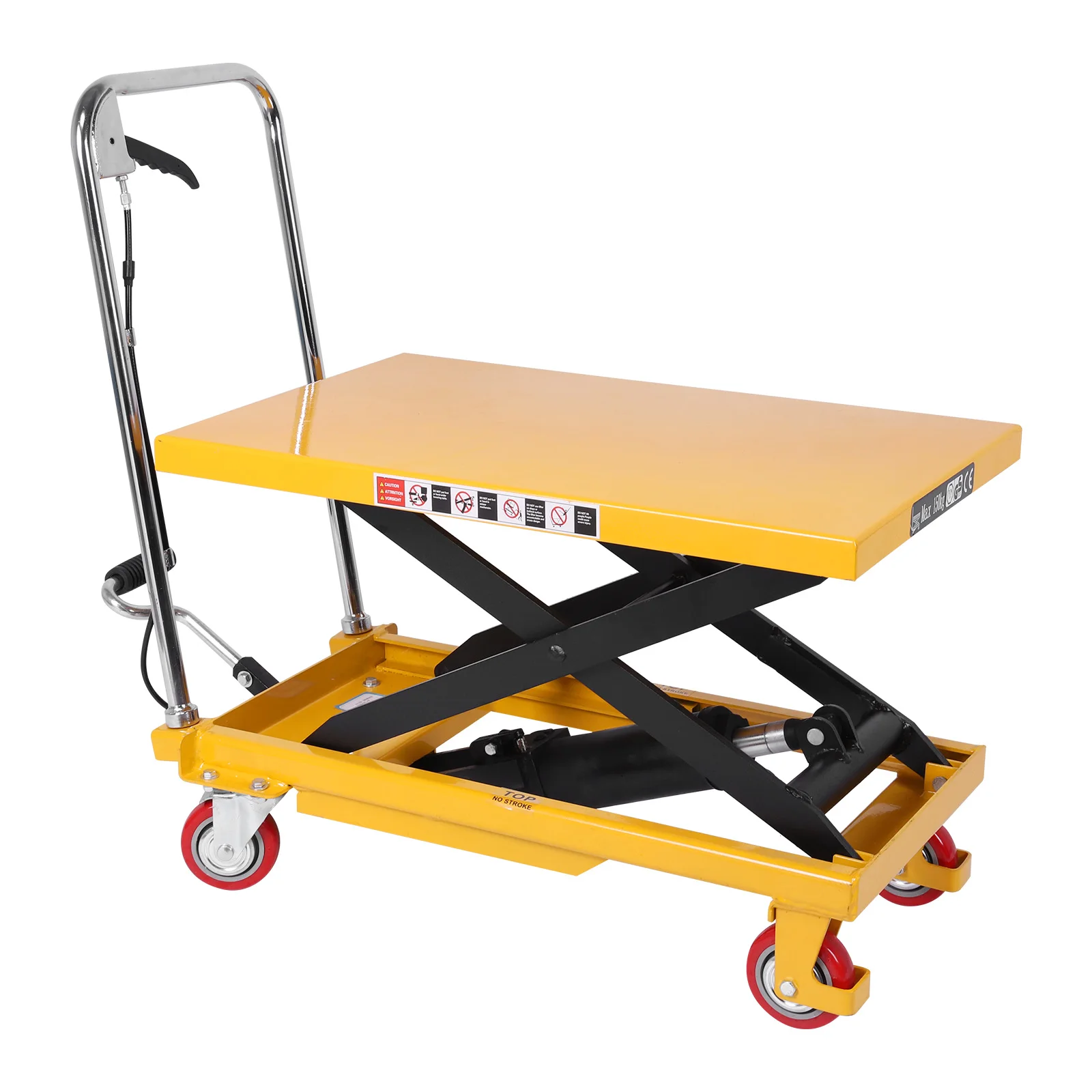 Lift Table Cart with Lifting Table Hydraulic Scissor Cart Non-Slip Pad Power Lifting Electric Trolley for Material Handling