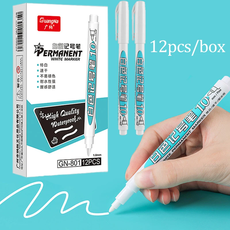

12 шт./коробка, масляно-белые маркеры для граффити