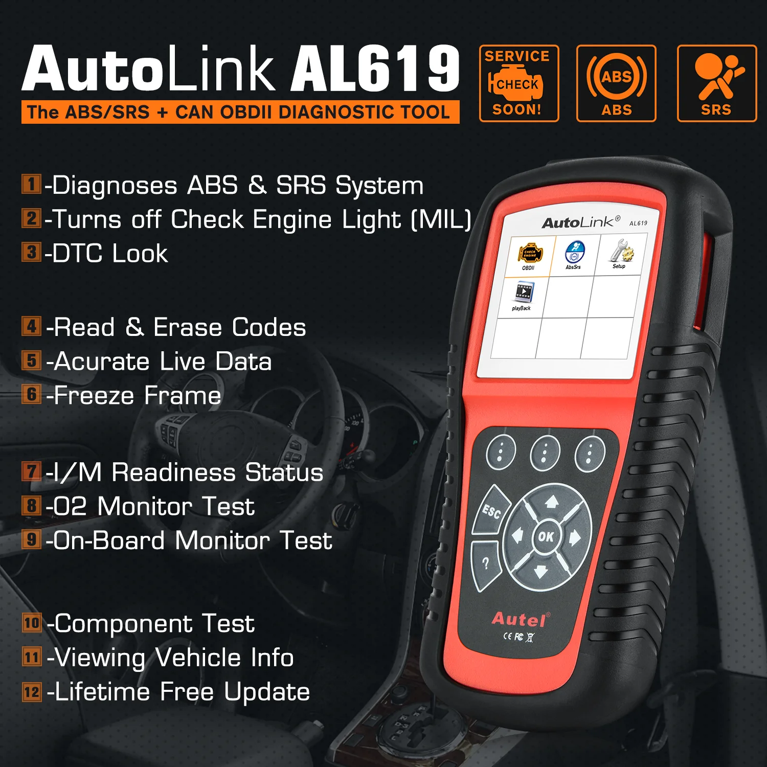 自己接着カースキャナー,OBD2,2022,abs,エアバッグ警告灯,リセット,al519のアップグレード