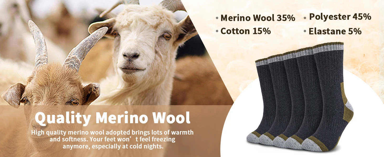 5 Pairs Merino Wool Socks